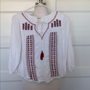 Forever 21 White Long Eleeve Blouse w/ Tassle